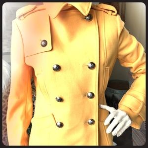 Yellow wool pea coat, NEW